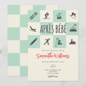 Apres Ski Apres Bebe Retro Chic Winter Baby shower Kaart (Voorkant / Achterkant)
