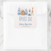 Apres Ski Baby shower Winter Nesting Party Vierkante Sticker (Tas)
