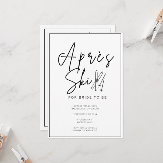 Apres ski bachelorette weekendje weg kaart (Voorkant / Achterkant in situ)
