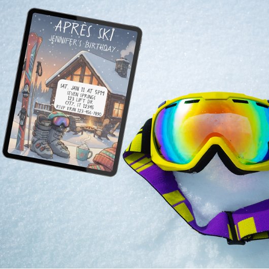 Après Ski Birthday Party Kaart