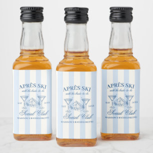 Apres Ski Blauw Gestreepte Bachelorette Likeurfles Etiket
