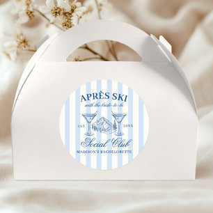 Apres Ski Blauwe Gestreepte Bachelorette Ronde Sticker