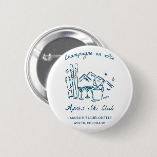 Après Ski Champagne op Ijs Winter Bachelorette Fee Ronde Button 5,7 Cm