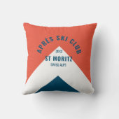 Après Ski Club Rood Navy Vintage Stijl Ski Decor Kussen (Achterkant)
