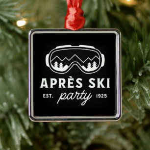 Apres ski feest berghut winter grappig metalen ornament