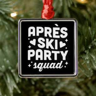 Apres ski feest skiën grappig sport thema zwart metalen ornament