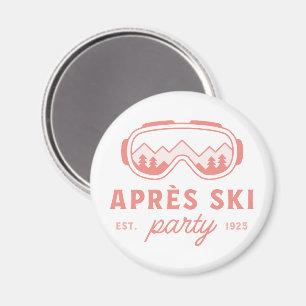 Apres-ski feest skiën meisje skibril roze esthetis magneet