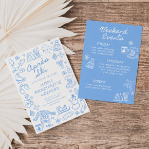 Après Ski Hand getrokken Winter Bachelorette Kaart