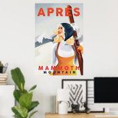 "Apres Ski Mammoth Mountain" Cool Retro Skiing Art Poster (Thuiskantoor)
