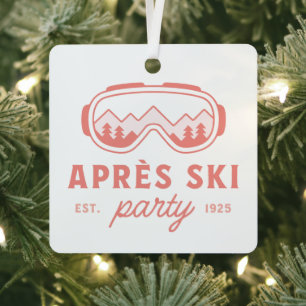 Apres ski meidenfeest roze esthetiek metalen ornament