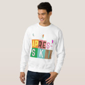 Après-ski Retro Skiers Color Block Trui (Voorkant volledig)