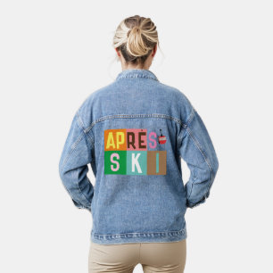 Après-ski retro skiërs kleurenblok denim jacket