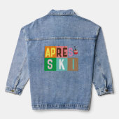 Après-ski retro skiërs kleurenblok denim jacket (Achterkant)