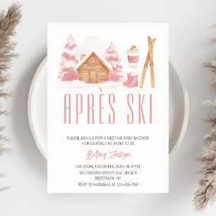Apres Ski Roze Winter Nesting Baby shower Kaart