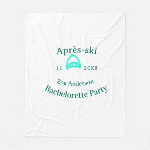 Après-ski vrijgezellenfeest turquoise hoed naam da fleece deken