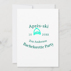 Après-ski vrijgezellenfeest turquoise hoed naam da kaart