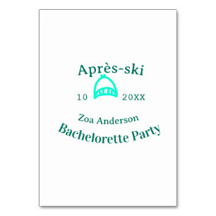 Après-ski vrijgezellenfeest turquoise hoed naam da kaart