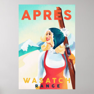 "Apres Ski Wasatch Range" Utah Ski Art Poster
