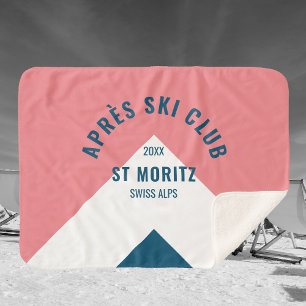 Après Skiclub Roze Marine Retro Winter Sherpa Deken