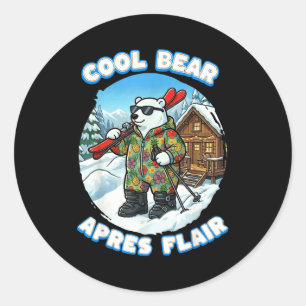Apres skien flair cool ijsbeer ski ziet er goed ui ronde sticker