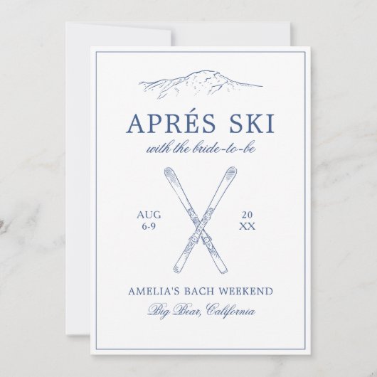 Après skiën met de bruid om Bach Weekend Kaart (Voorkant)