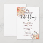 Apricot aquarelle faire-part de mariage florale (Devant / Derrière)