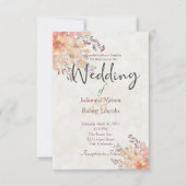 Apricot aquarelle faire-part de mariage florale (Devant)