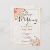 Apricot aquarelle faire-part de mariage florale (Devant / Derrière)