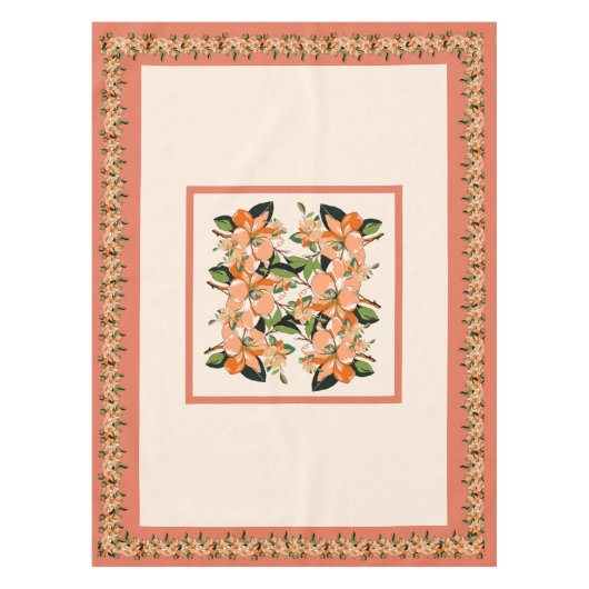 Apricot Azalea sur Crème 52" x 70" Nappe (Devant)