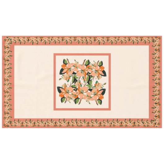 Apricot Azalea sur Crème 60" x 104" Nappe (Devant (Horizontal))