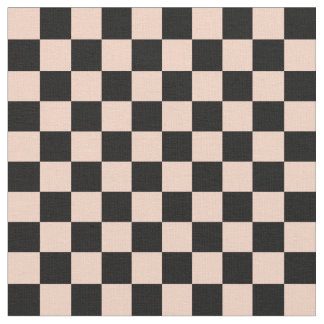 Apricot & Black Checkerboard Stof