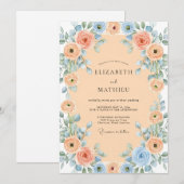 Apricot Blue Charming Spring Wedding Kaart (Voorkant / Achterkant)