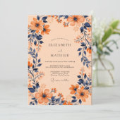 Apricot Captivating Botanical Wedding Kaart (Staand voorkant)