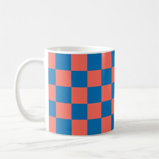 Apricot Crush Cerulean Wave Check Mug (Gauche)