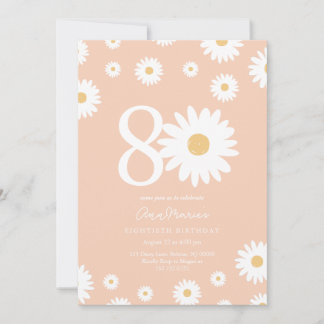 Apricot Daisy 80e anniversaire Invitation