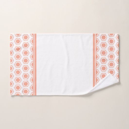 Apricot et Motif Hexagonal blanc (Serviette à main)