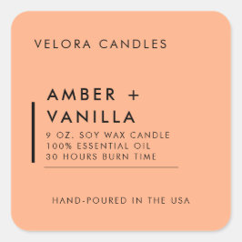 Apricot Modern Minimalist Candle Label Sticker