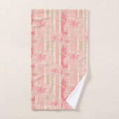 Apricot motif à rayures florales rose (Serviette à main)