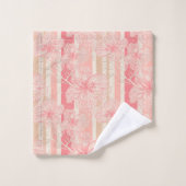 Apricot motif à rayures florales rose (Gant de toilette)