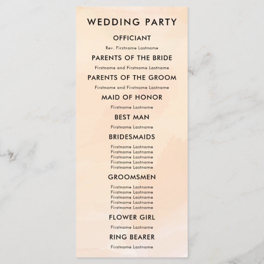 Apricot Programme de mariage aquarelle pour la cér (Dos)