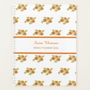 Apricot Rose Motif Hebdomadaire Planificateur