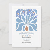 Apricot & Sky Blue Abstract Floral Boho Wedding Kaart (Voorkant)