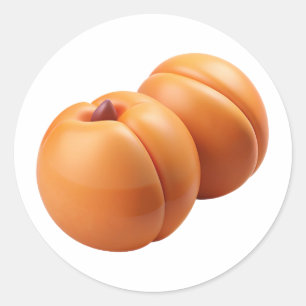 Apricots en plastique 3D - Étiquette rond brillant
