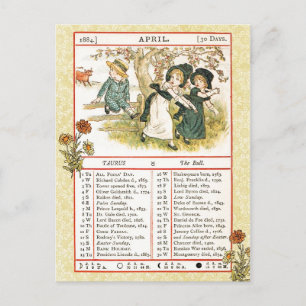 April 1884 Almanac.  Taurus, de stier Briefkaart