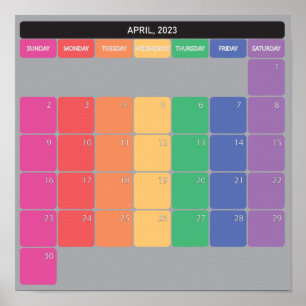 April 2023 planner kalender kleur dagen poster