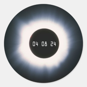 April 2024 Totale zonnepanelen in zwart-wit Ronde Sticker