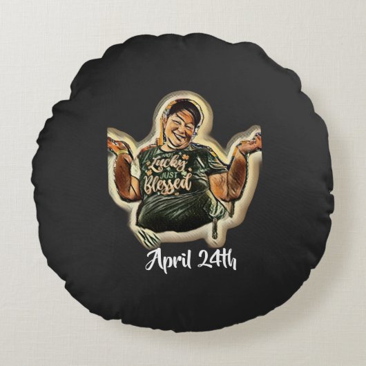 April 24th rond kussen (Voorkant)