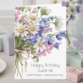 April Birth Month Flowers April Happy Birthday Car Kaart