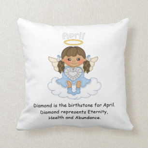 April Birthstone Angel Brunette Kussen