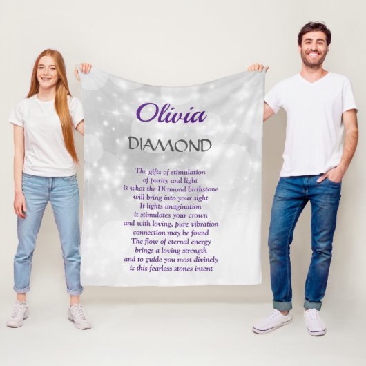 April Birthstone Diamond design Fleece Deken (In situ)